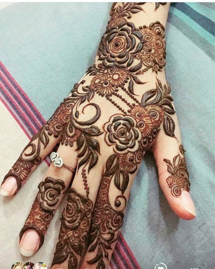 Floral Henna design | Karva chauth special Gulf mehndi Design front ha... |  TikTok